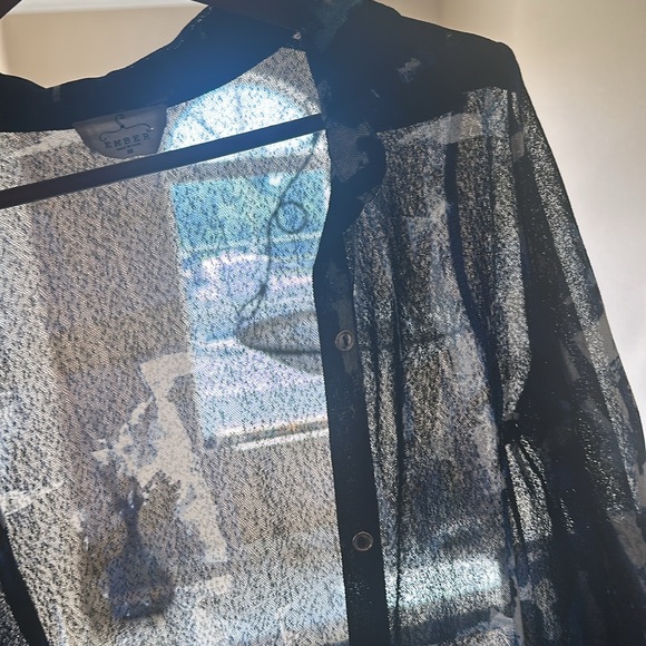 Full length sheer swim, cover up, Med, brand? gold buttons high slit on sides. - Picture 7 of 7